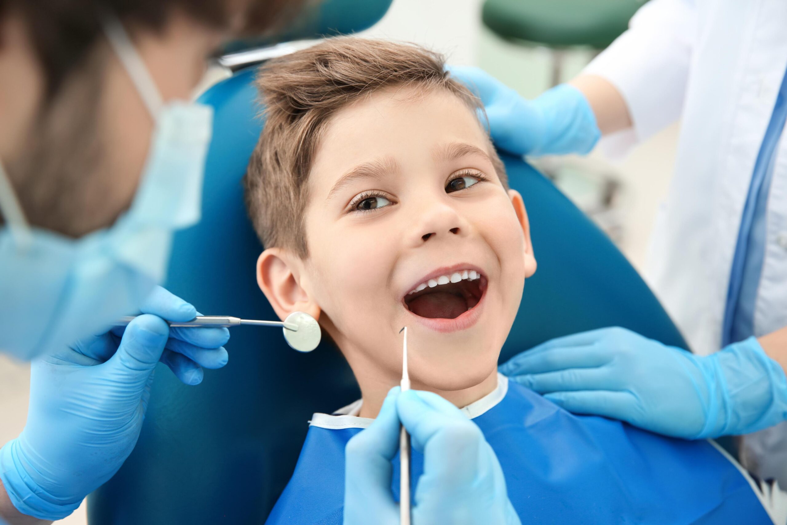 A kid in the dental clinic